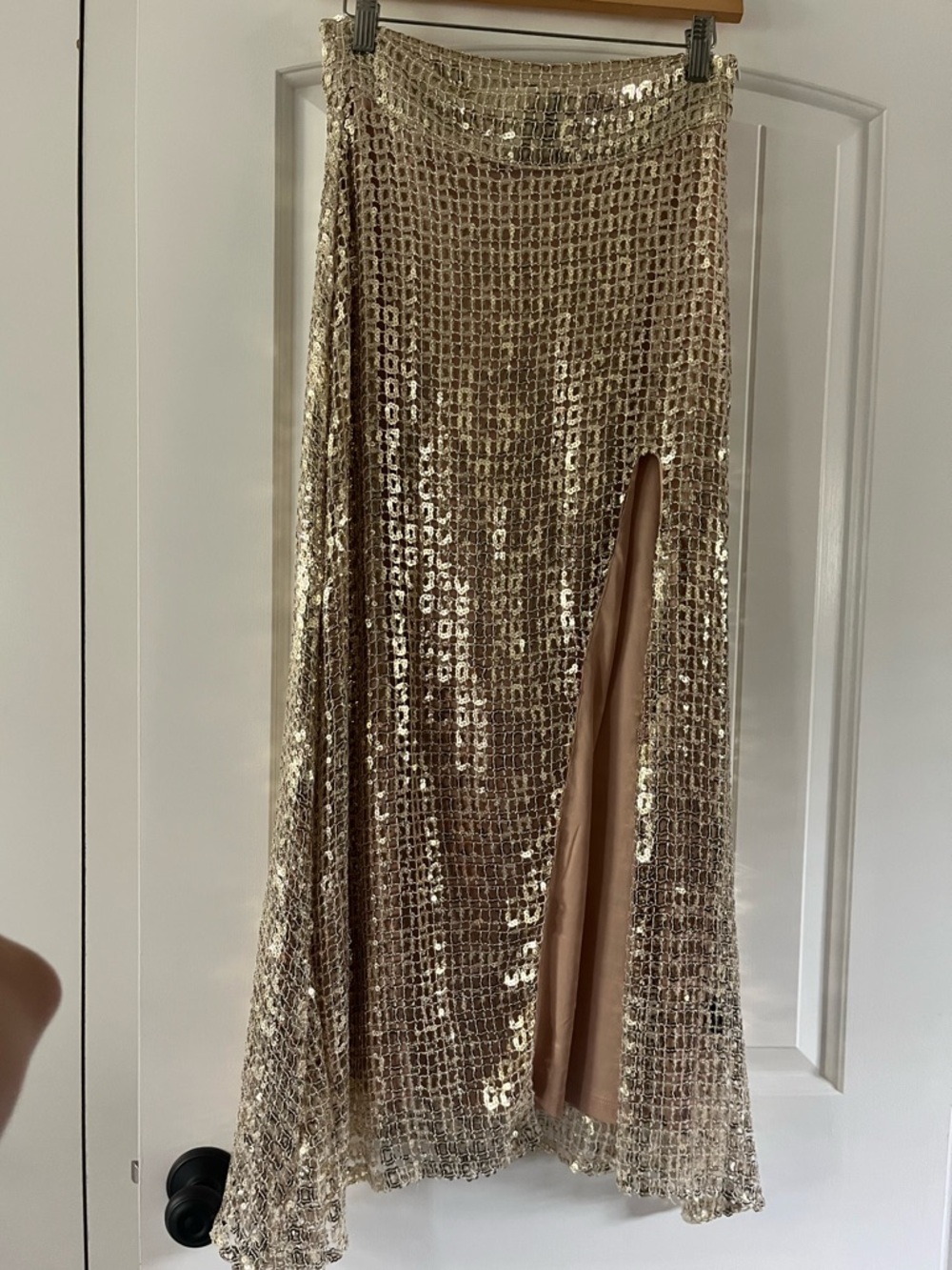 East n West Label Gold squares sequin skirt size Medium